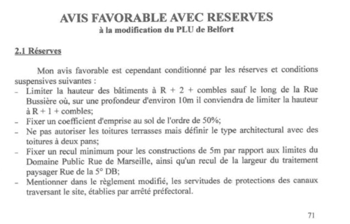 AVIS COMMISSAIRE PLU